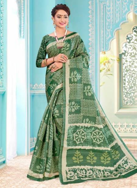 Green Colour ALVEERA KHUSHBOO Designer Fancy Casual Wear Digital Print Tussar Satin Saree Collection 1005